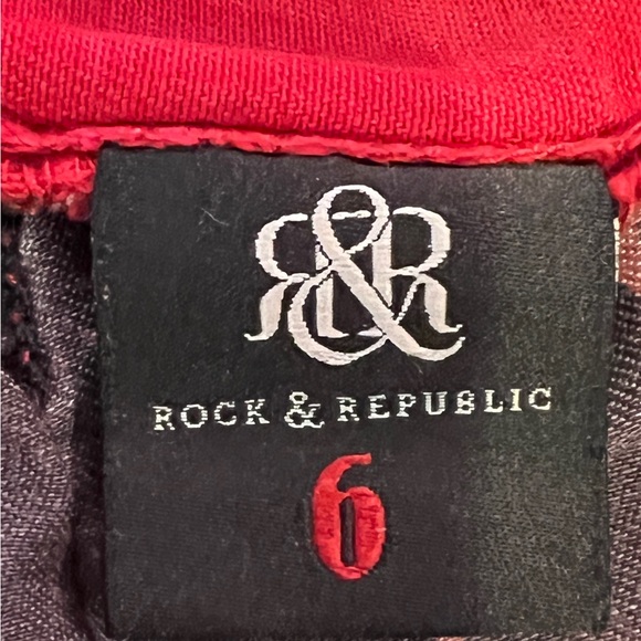 Rock & Republic KASHMIERE CROP Low Rise Red Moto Denim Jeans Size 6  30x26 - Picture 6 of 7